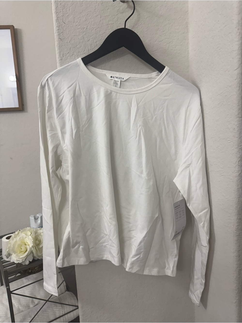 Athleta White Long Sleeve Crew Tee
